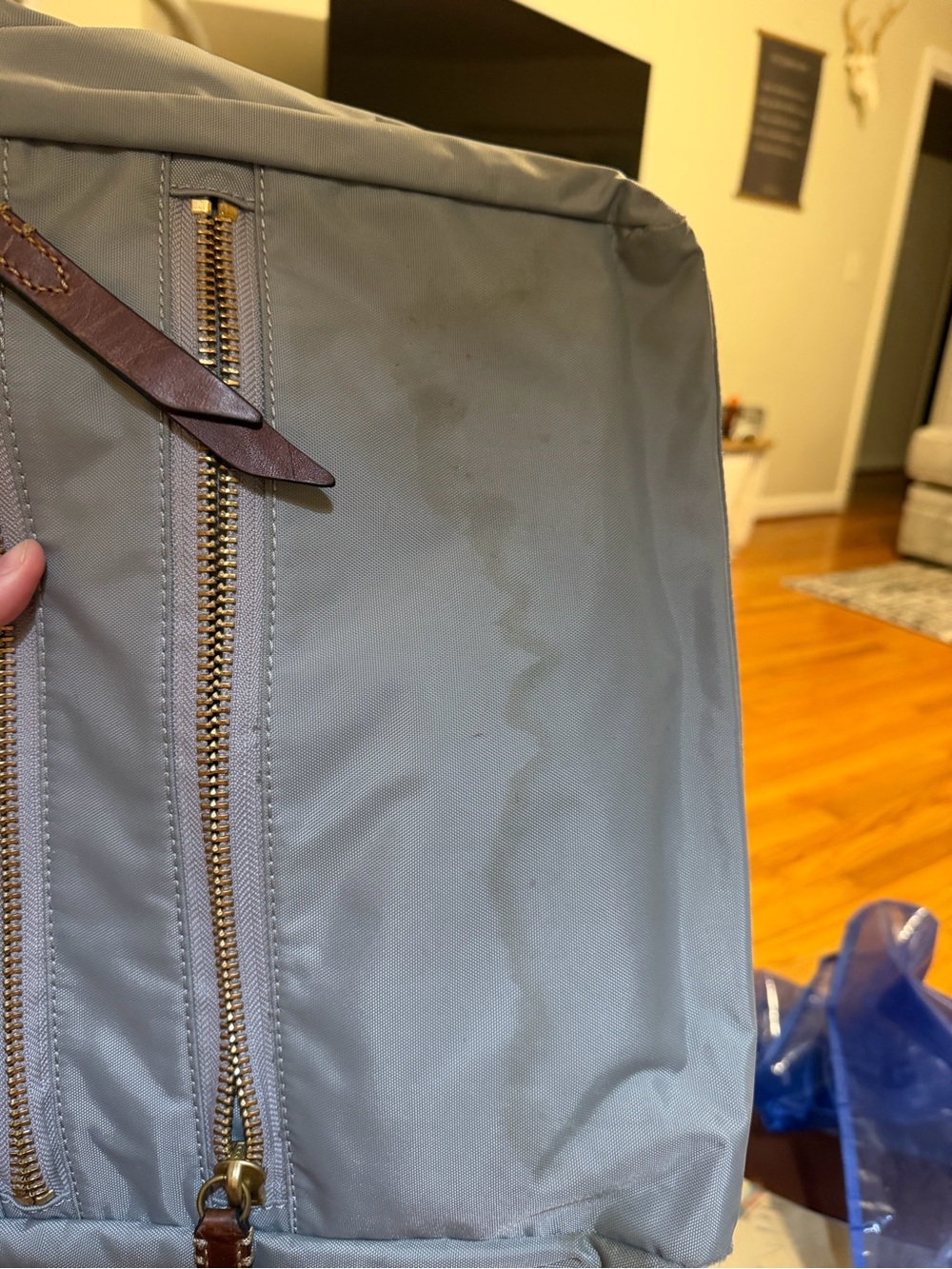 Frye Ivy Nylon Tote in grey with brown leather trim - Picture 5 of 6